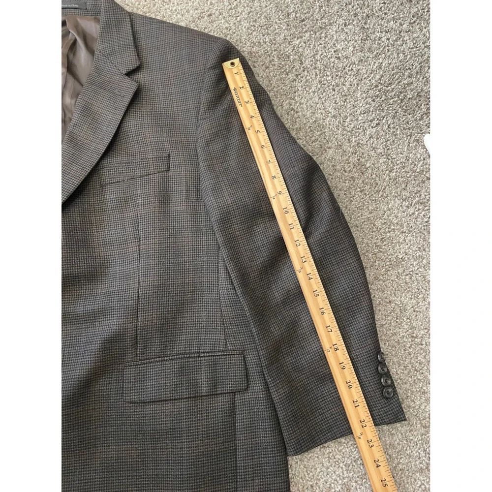 Lauren Ralph Lauren Blazer Mens 46R‎ Brown Houndstooth Sport Coat Good Condition